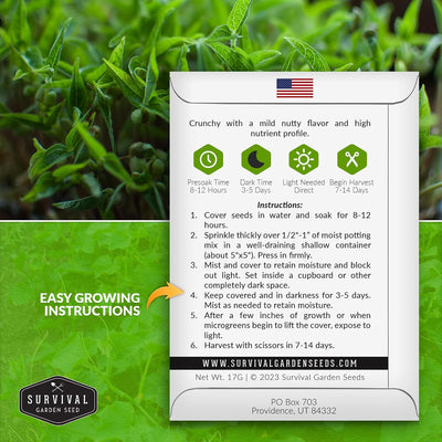 Paquete semillas microgreens frijol mungo cultivo interior