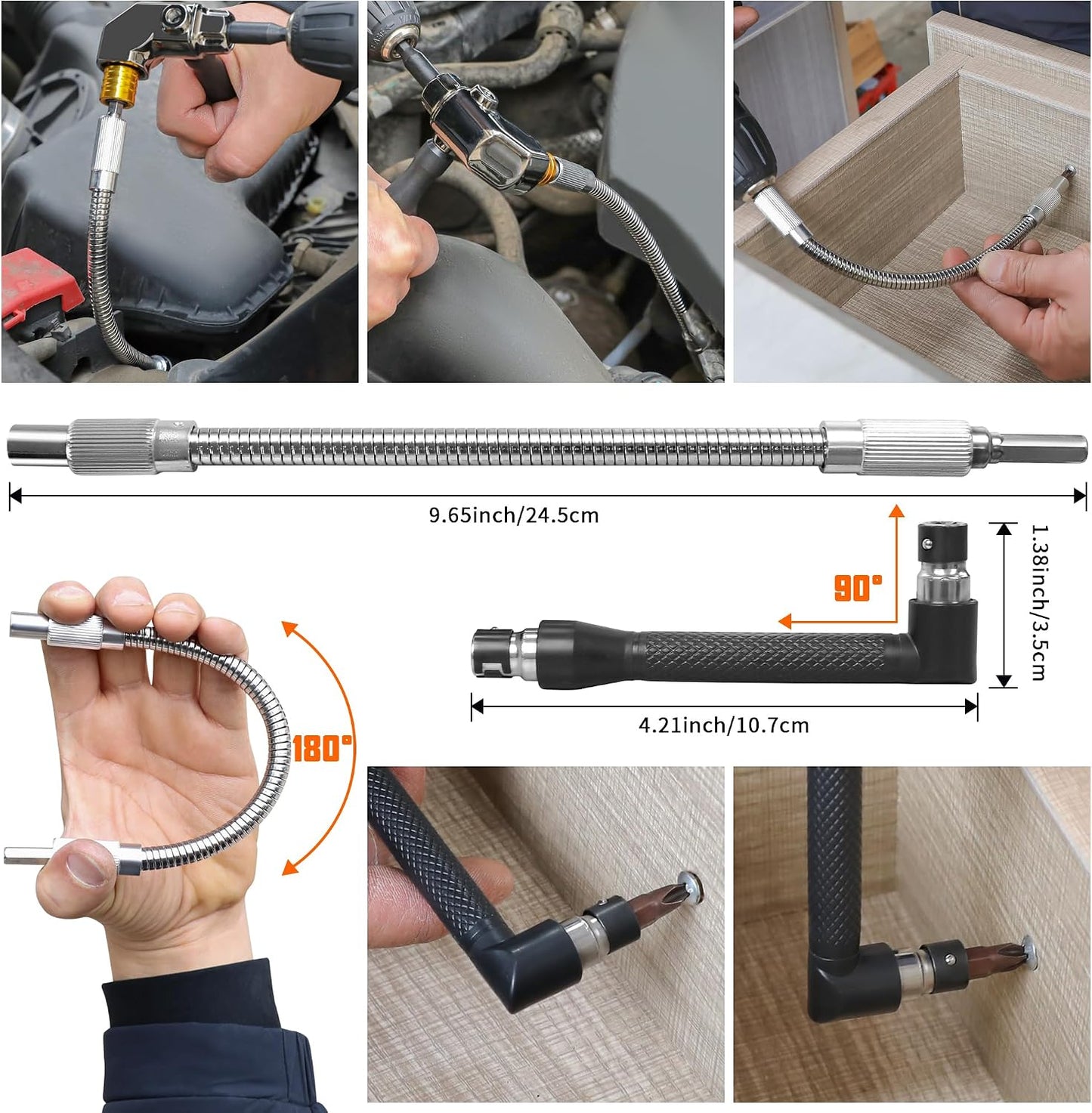 Set 39 Pzas Broca Flexible con Adaptador 105° Soportes Magnéticos
