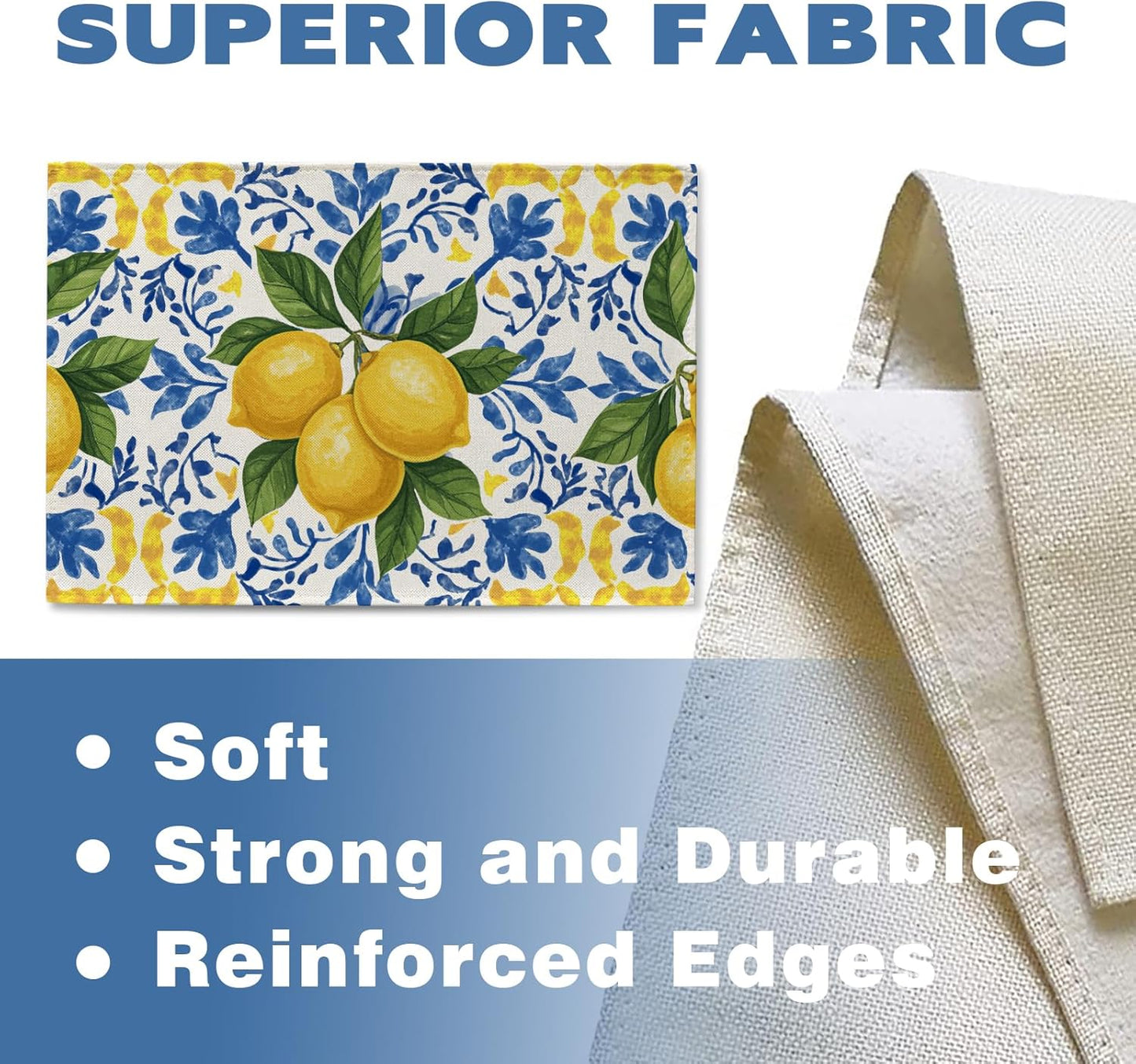 Set 4 manteles Capri azul limón patrón azulejos Amalfi