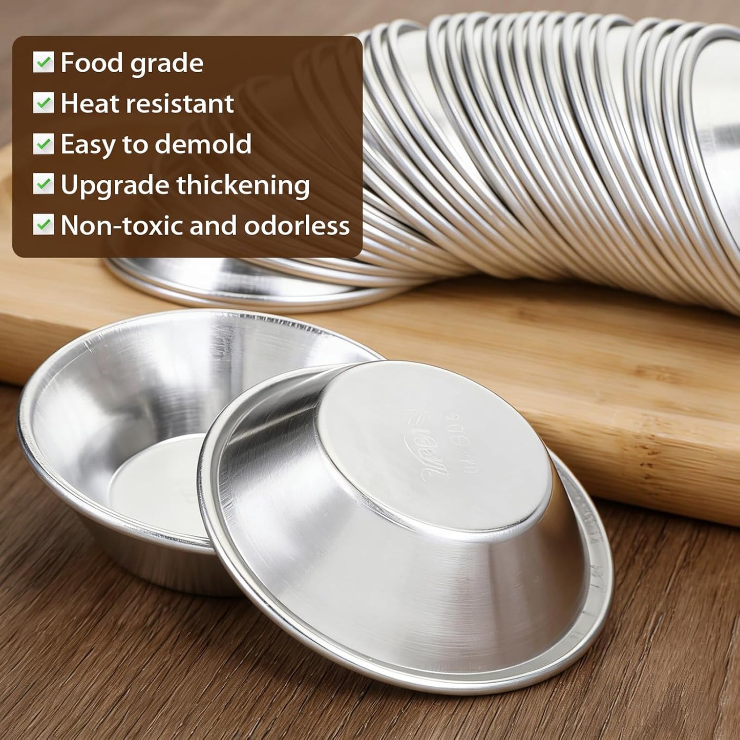 Pack 50 Moldes Antiadherente Aluminio para Magdalenas Cupcakes