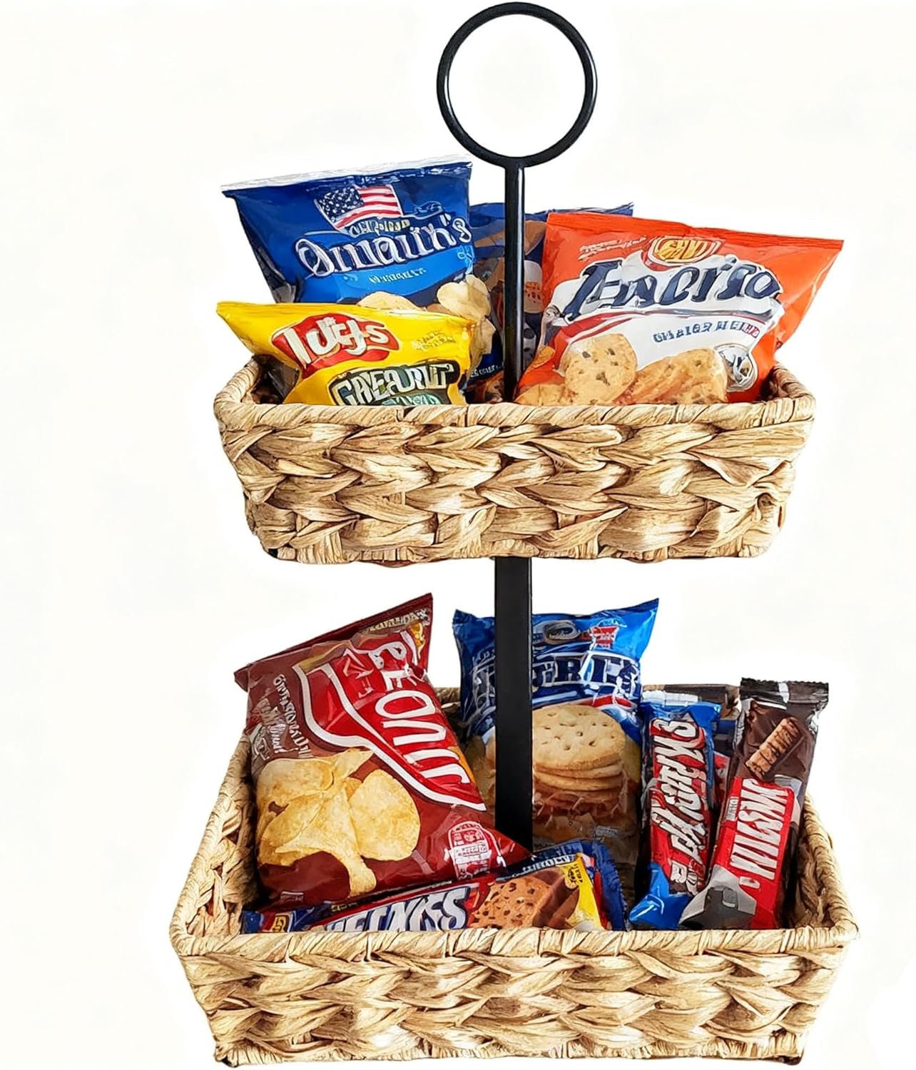 Estante apilable ratán para caramelos y aperitivos