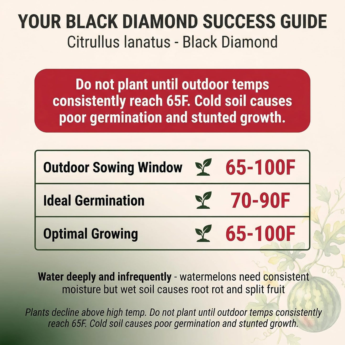 50 Semillas Sandía Black Diamond Cultivan Gigantes 30-50lb