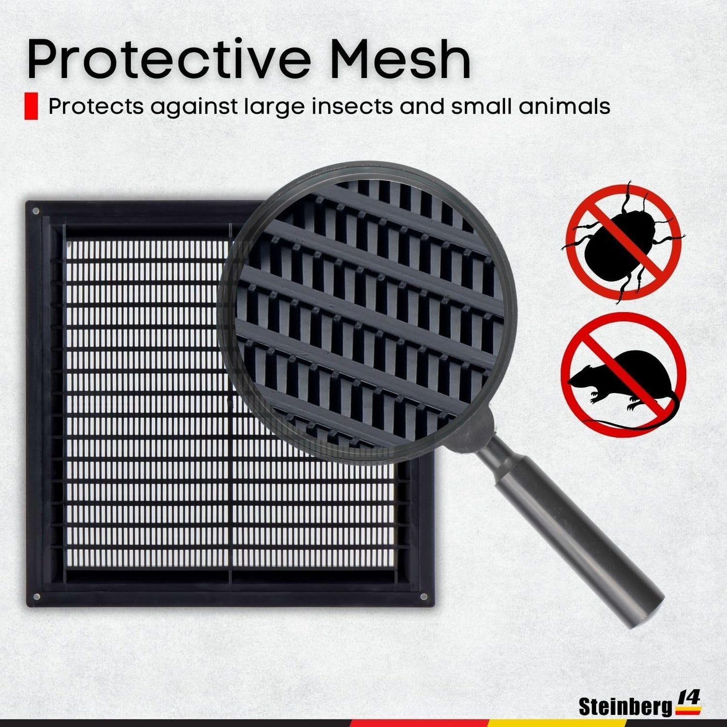 Cubierta ventilación plástico 8x8pulg rejilla aire negro