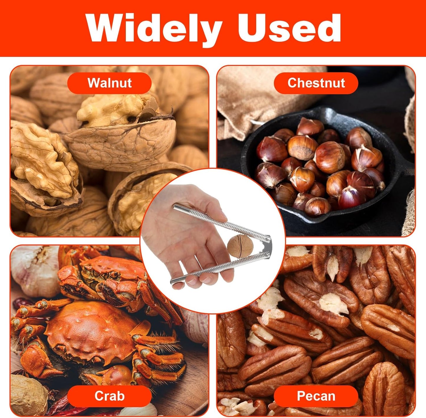Herramientas para galletas de nueces de acero inoxidable con 6 cascanueces y 12 púas