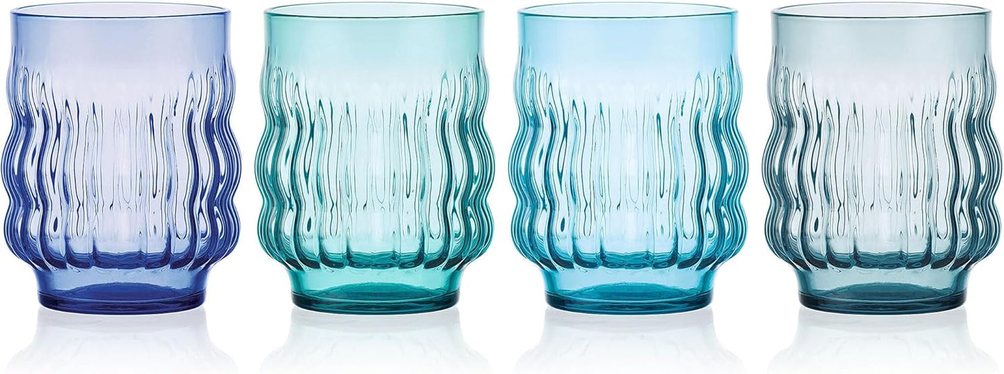Vasos apilables Mikasa Waves 12.5oz color azul set 4