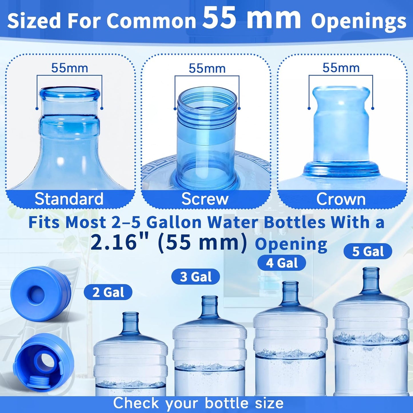 Tapa silicona para jarra 5gal set 3 reutilizables 2.16pulg