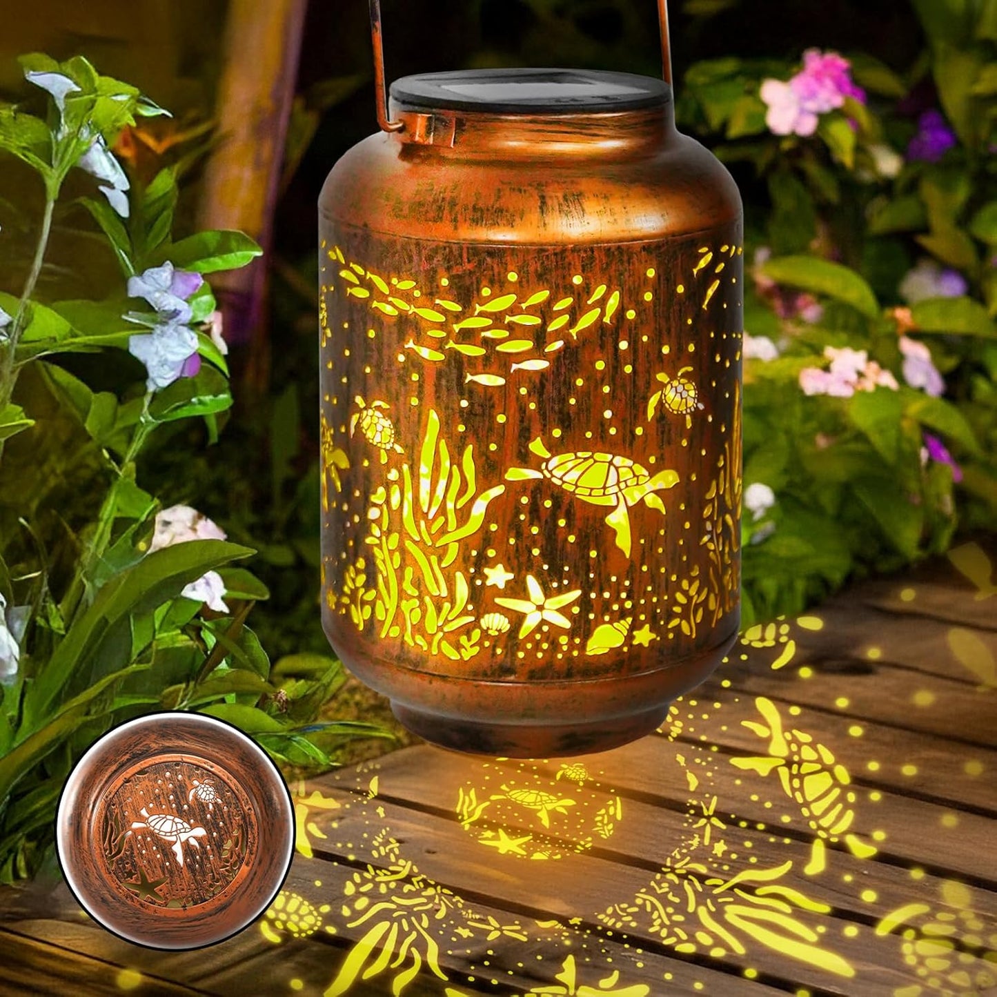 Farol solar tortuga impermeable jardín patio decoración