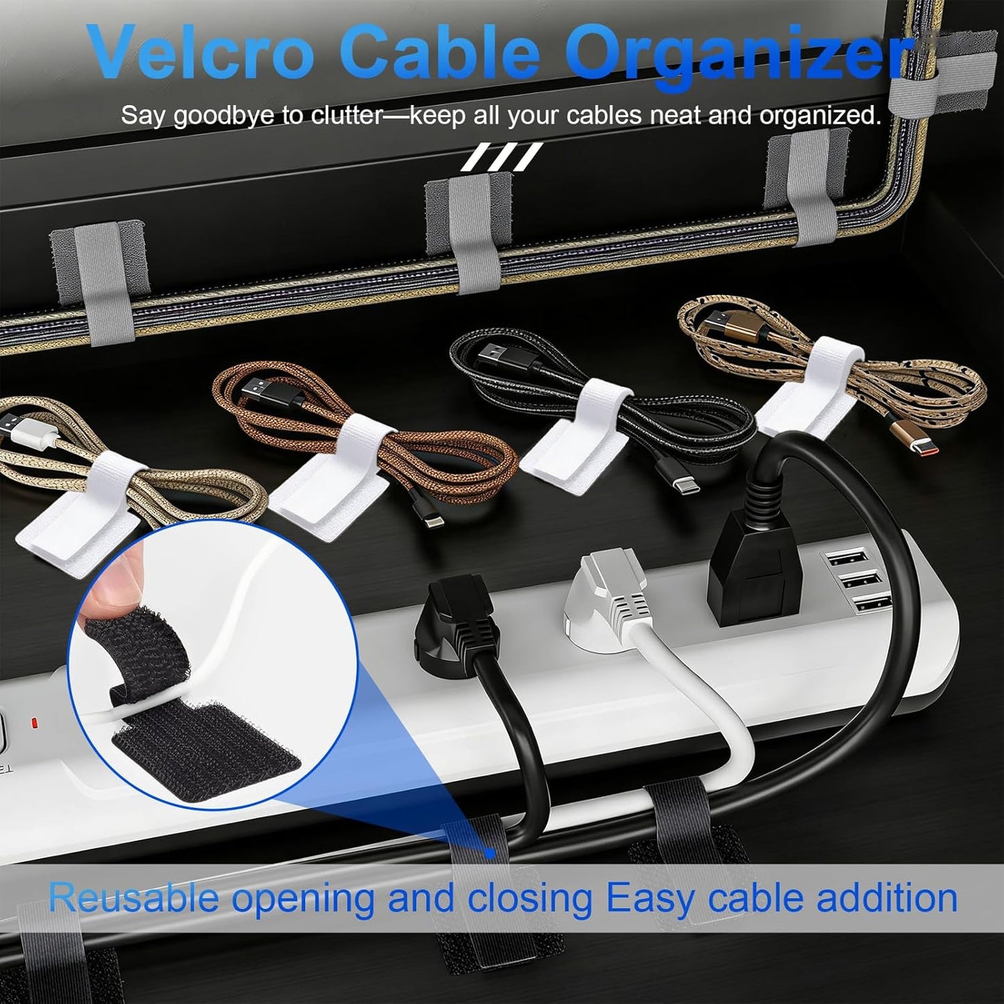 80 Bridas Cables Adhesivas Organizador Escritorio Hogar
