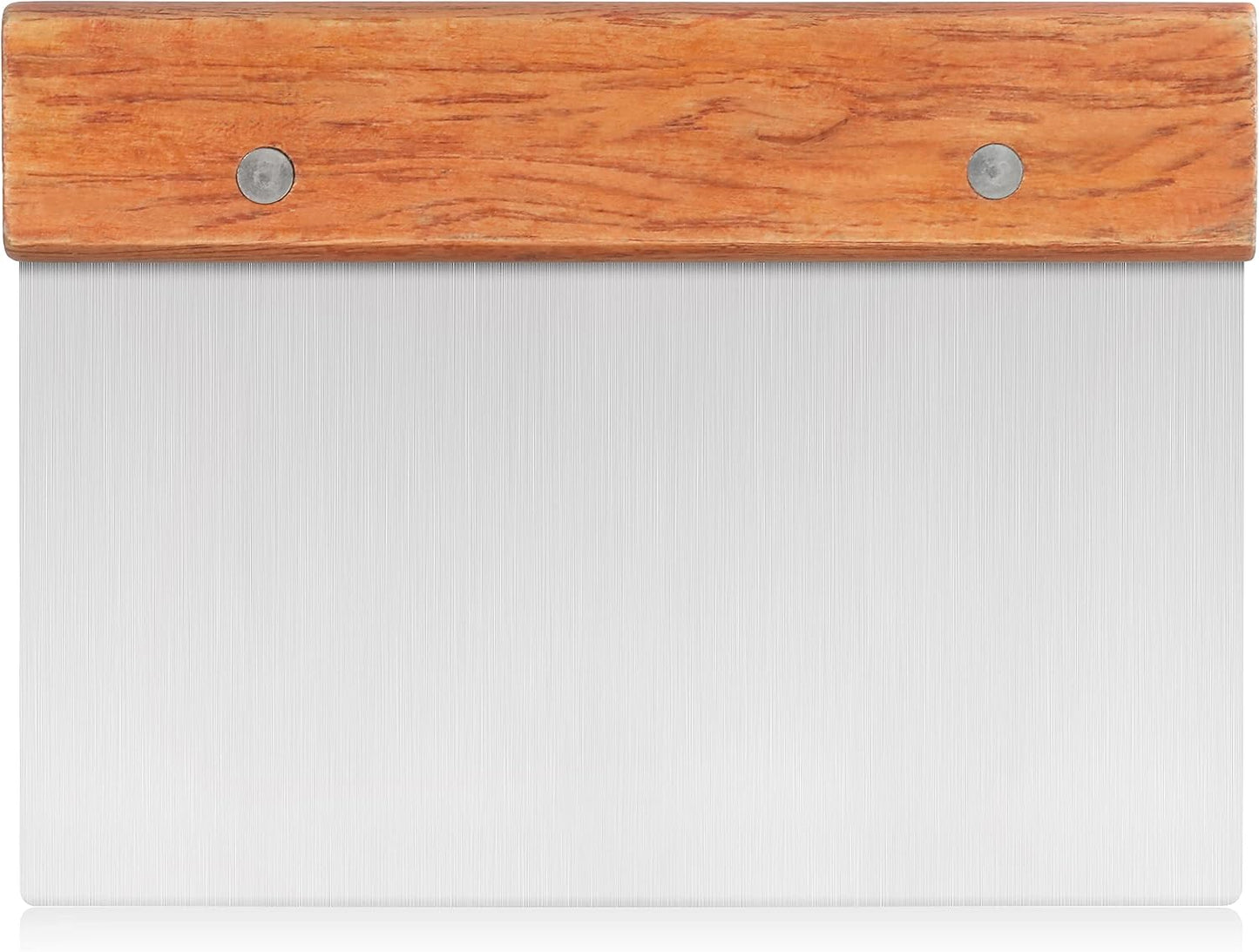 Raspador masa mango madera 6x3pulg color plateado
