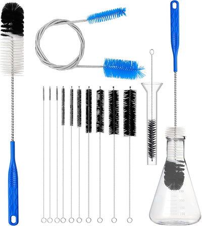Kit 12 cepillos limpieza tubos vidrio 17pulg doble extremo
