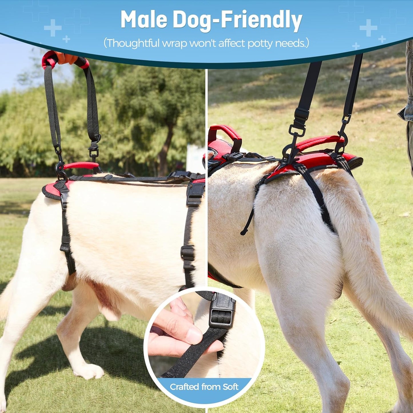 Arnés elevación perros XL con asas dobles para artritis y lesiones