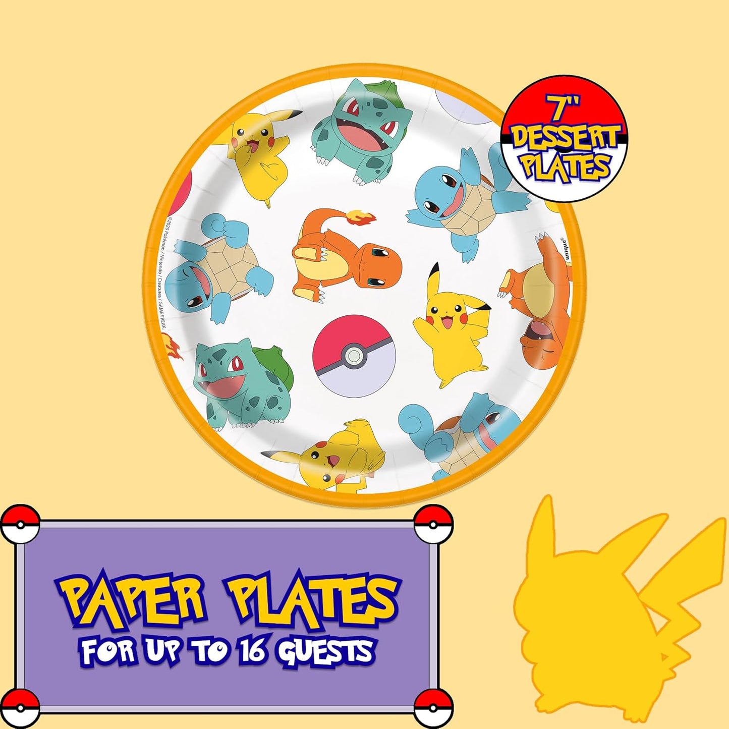 Platos de postre Pokémon con licencia oficial para fiestas