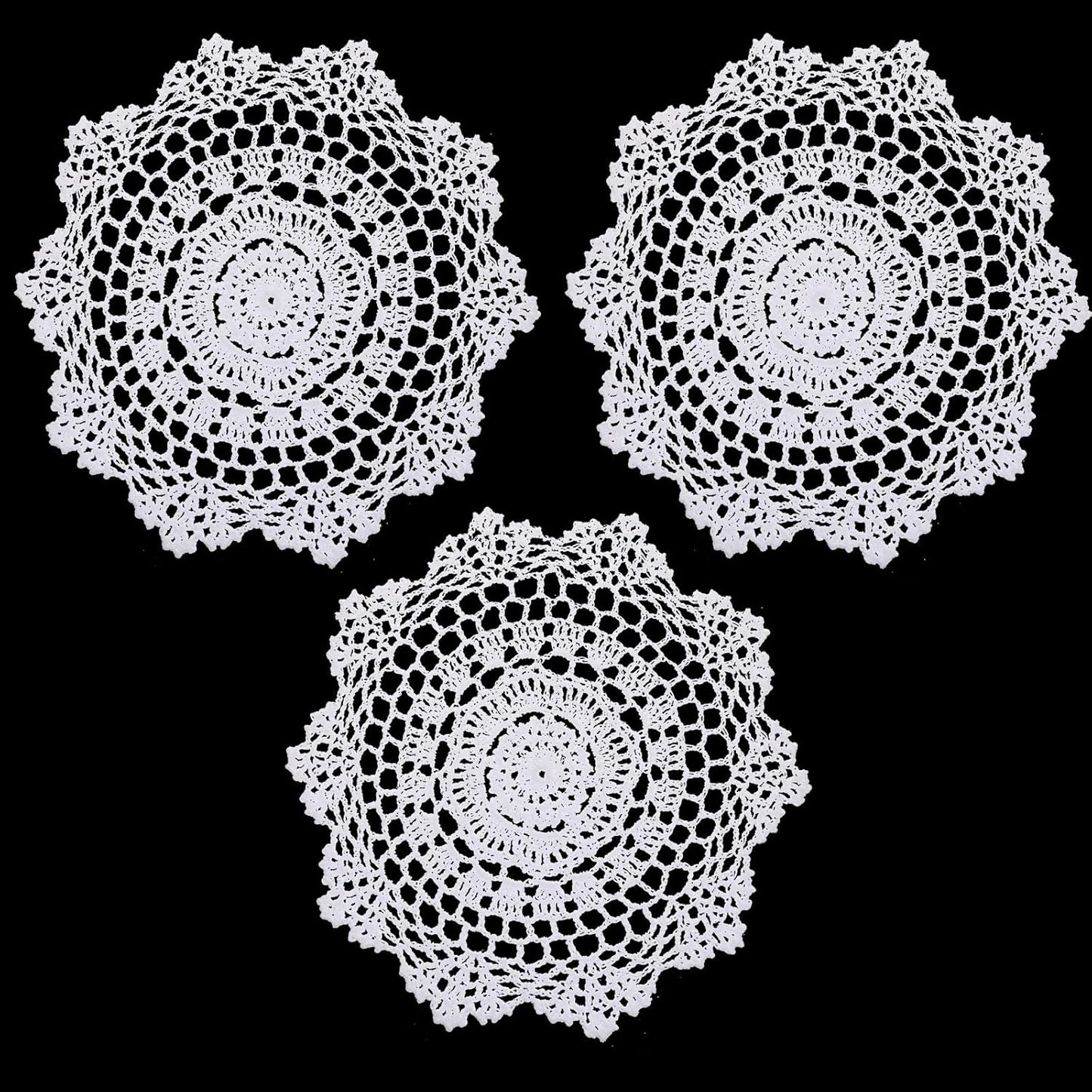 Mantel de crochet beige para mesa vintage de 11 pulgadas