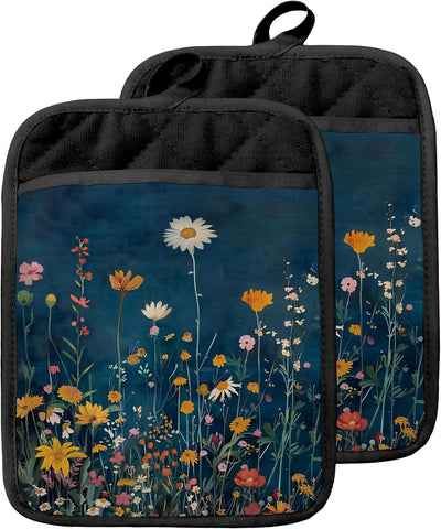 Soportes para macetas flores silvestres azul Moody con bolsillos