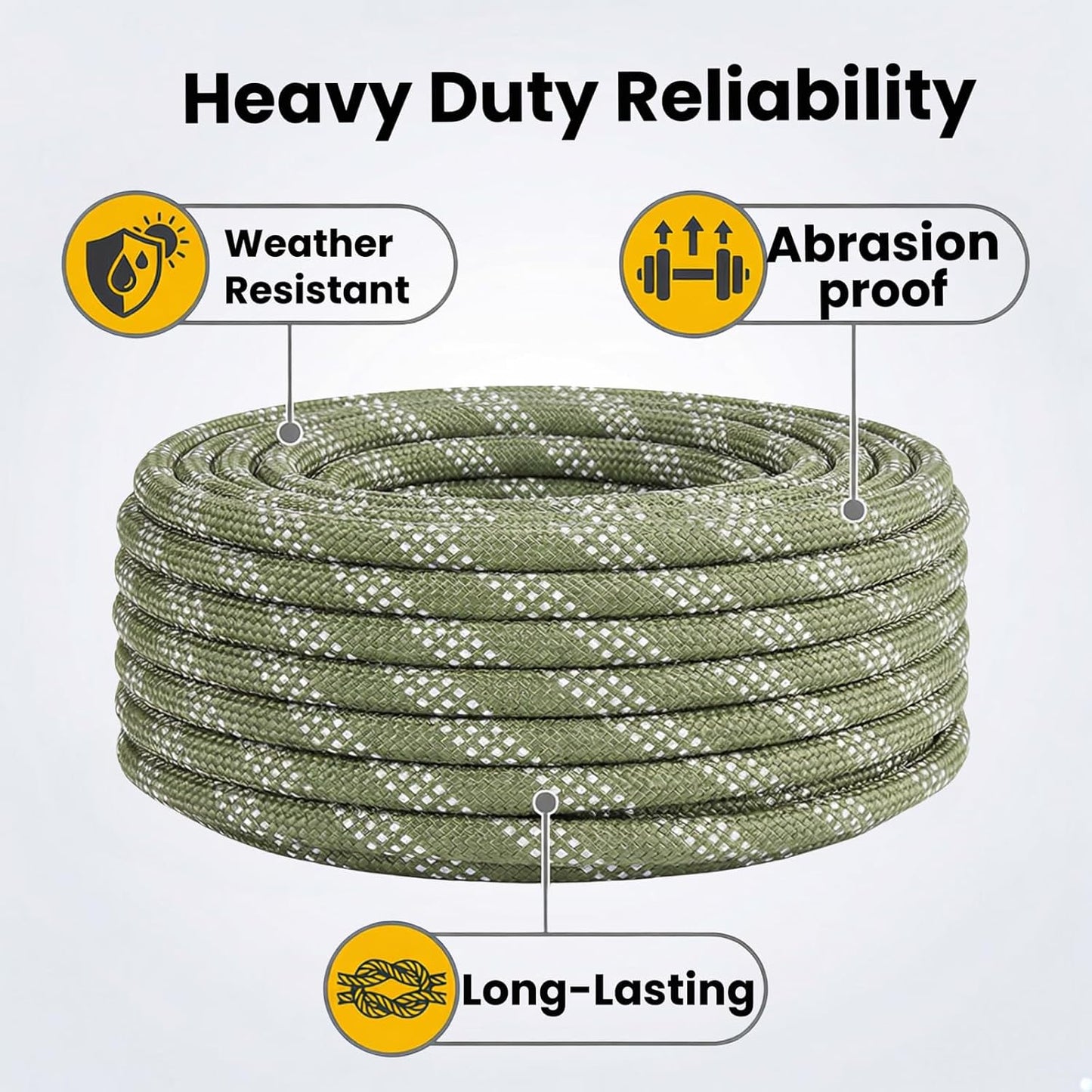 Cuerda nailon 100ft 1/2pulg trenzada poliéster arborista