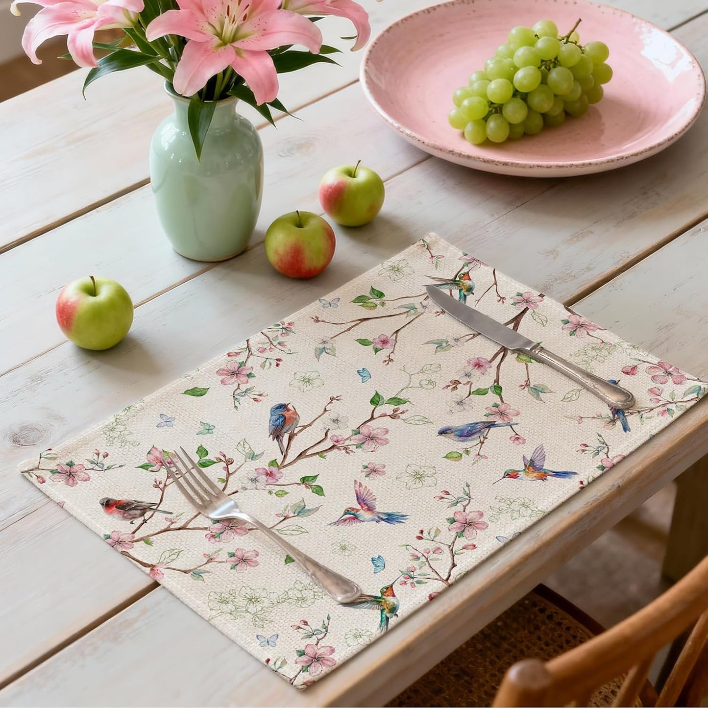 4 Manteles 12x18pulg Estilo Primavera Floral para Mesa