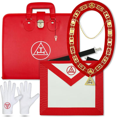 Aprón bordado Masonic Royal Arch con cadena, joya y funda suave