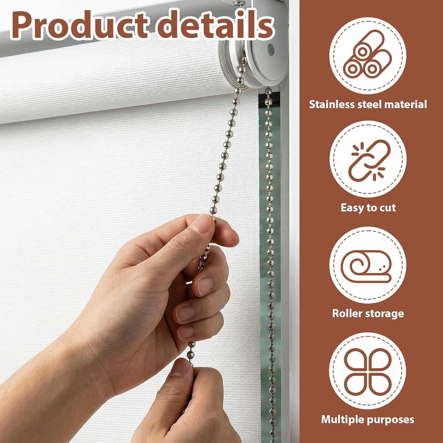 Cadena extensión acero inox 49.2ft 10 conectores