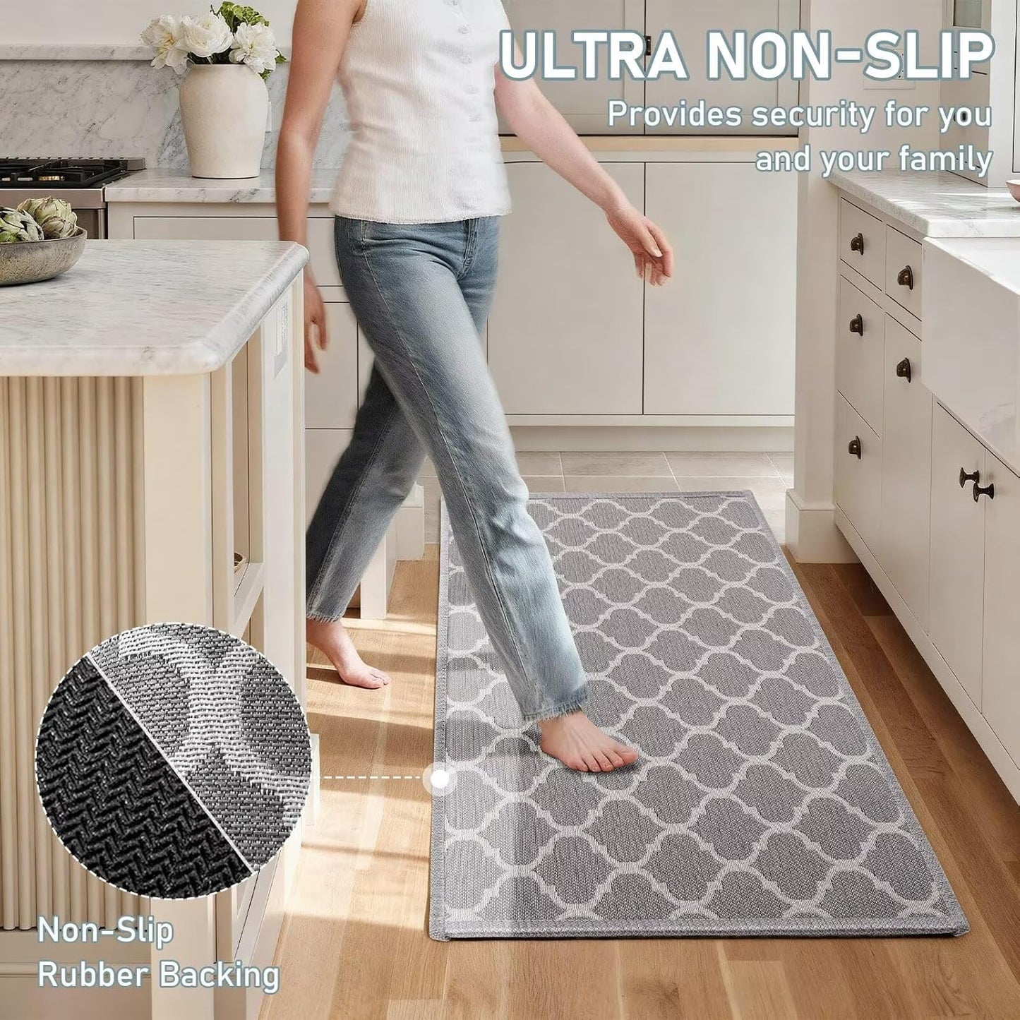 Tapete de cocina antideslizante lavable con base de goma