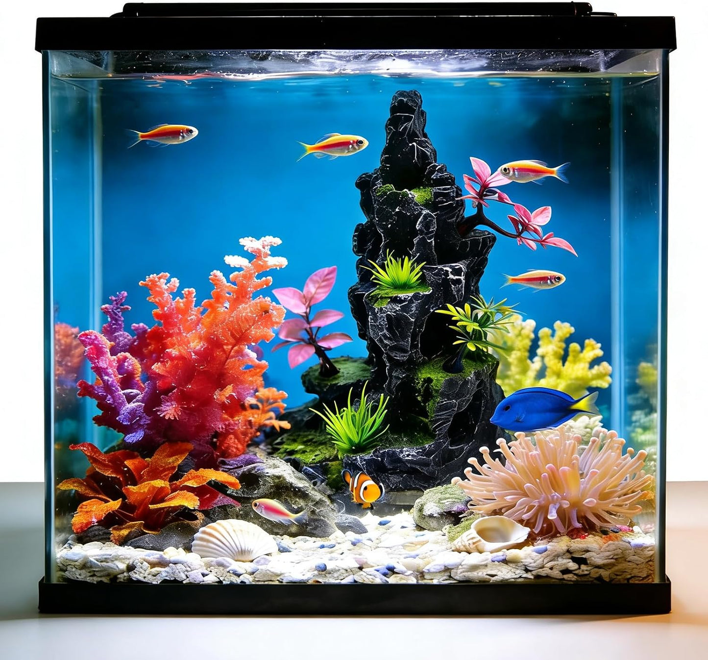 Acuario paisaje rocoso con cueva y decoración de piedra