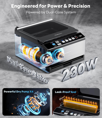 Sellador al vacío dual 6L con abrazadera ancha y bombas 230W