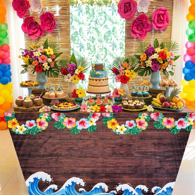 Decoración de fiesta tropical para niña oceánica mantel hawaiano Luau