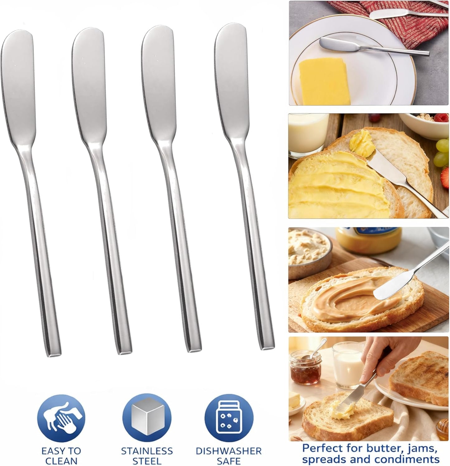 Set 4 Cuchillos Mantequilla Acero Inox 6.5pulg