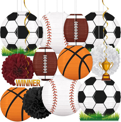 14 Linternas Papel Decoración Fiesta Deportiva Fútbol Baloncesto