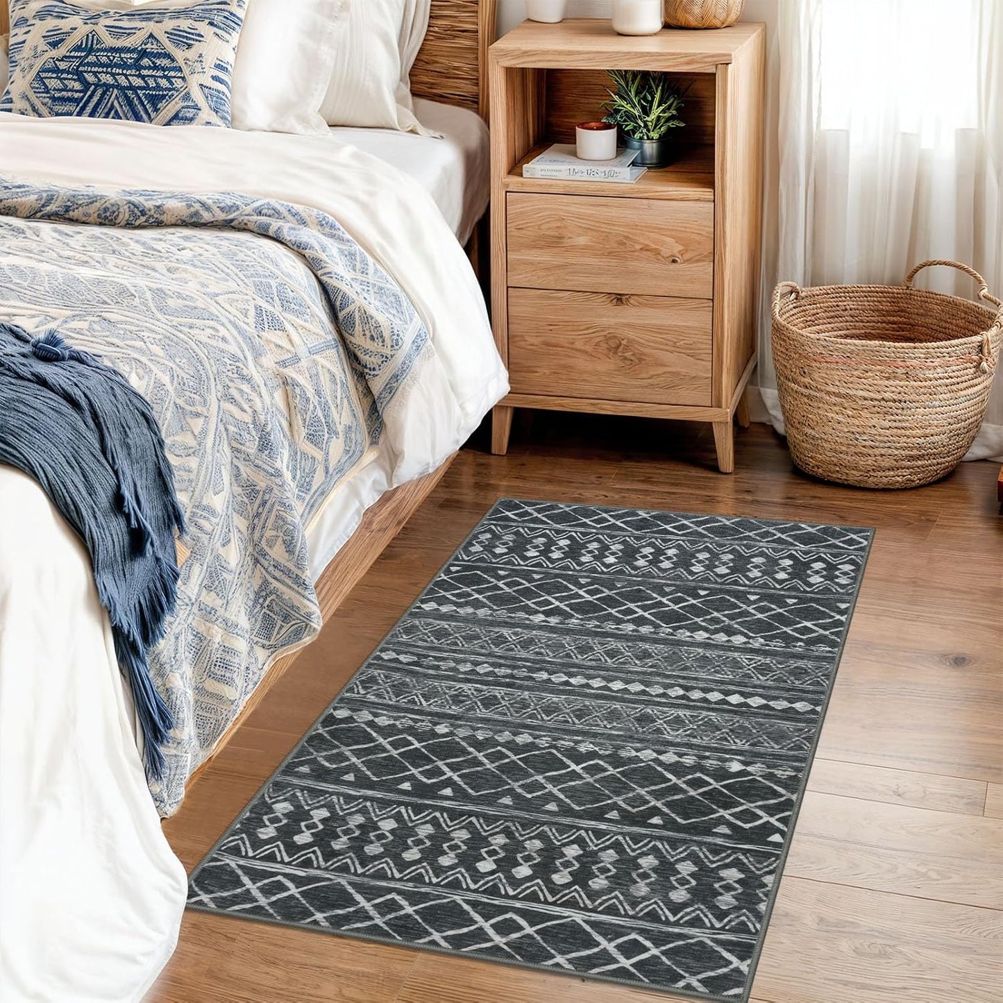 Alfombra antideslizante lavable 2x3ft tapete marroquí bohemio