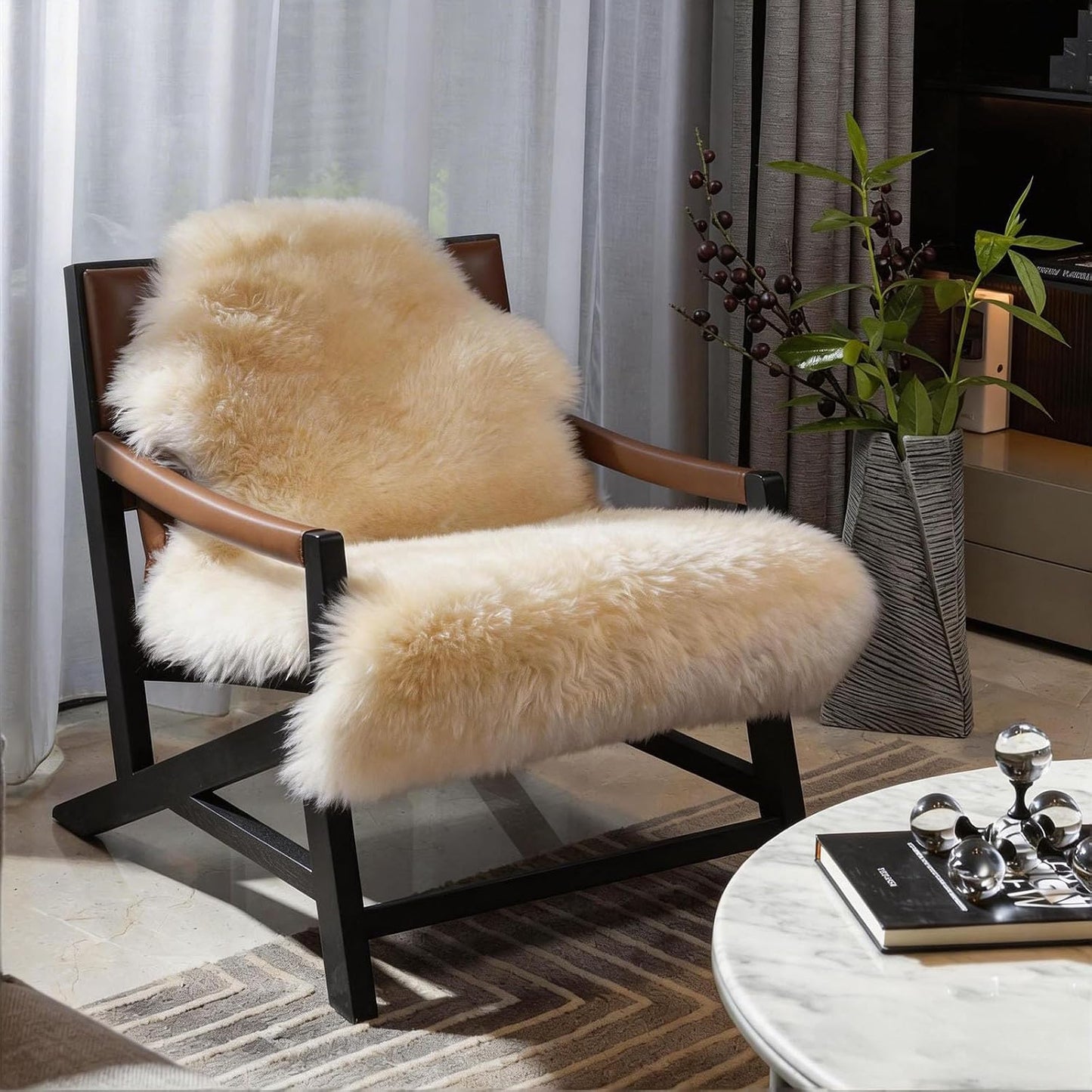 Alfombra piel de oveja suave 2x3.2ft para sala dormitorio