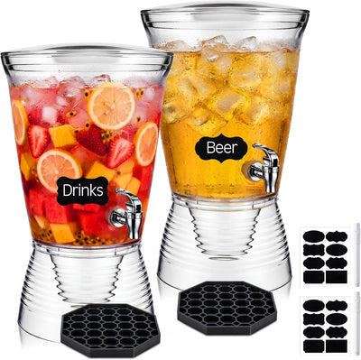 2 Set Dispensadores Bebida 2.6gal Plástico Transparente Con Espita
