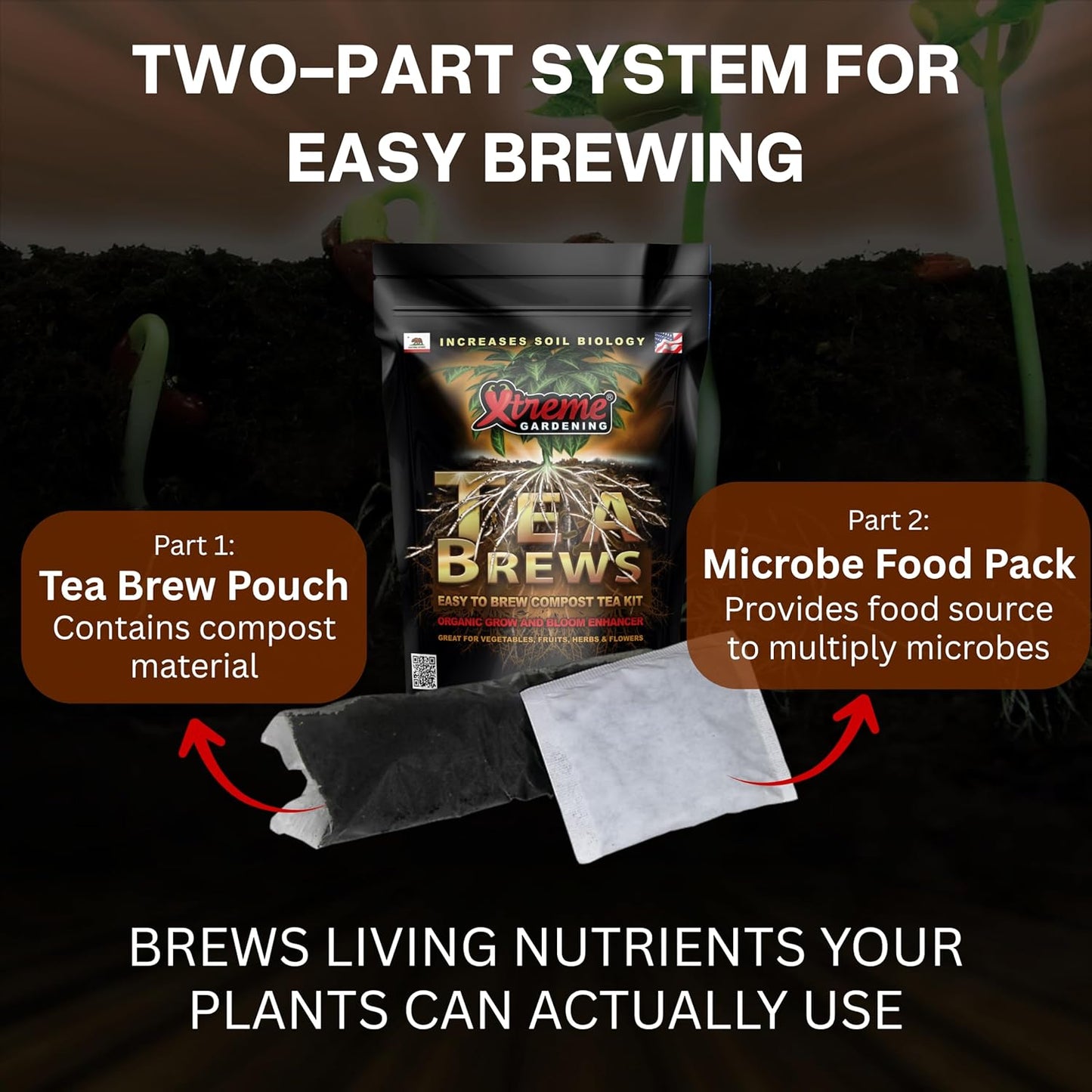 Kit té compost 2.82oz 2 bolsas 5gal potenciador floración