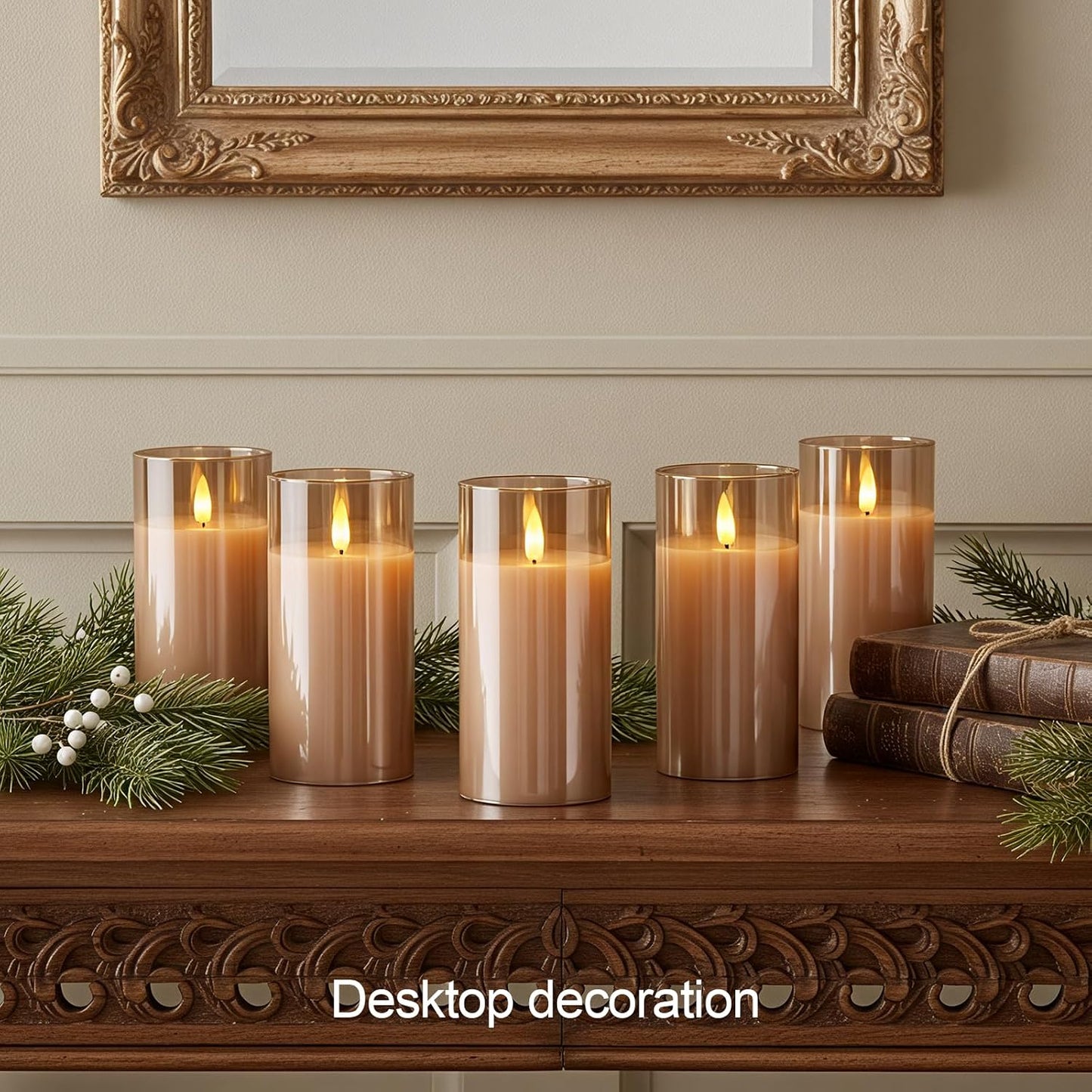 2 Velas LED Doradas Sin Llama Con Temporizador Hogar