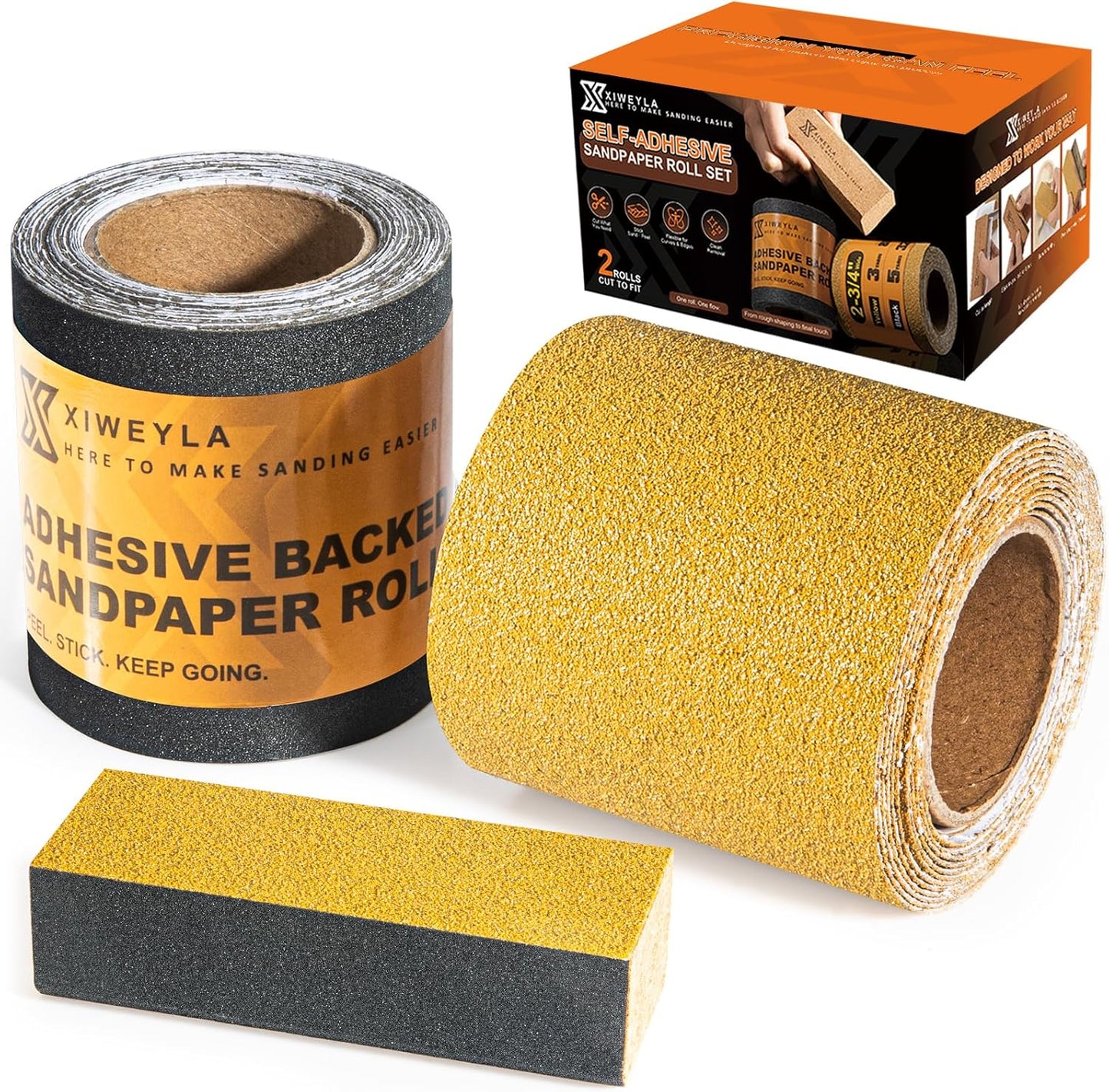 2 Rollos Papel Lija Autoadhesivo para Muebles y Bricolaje