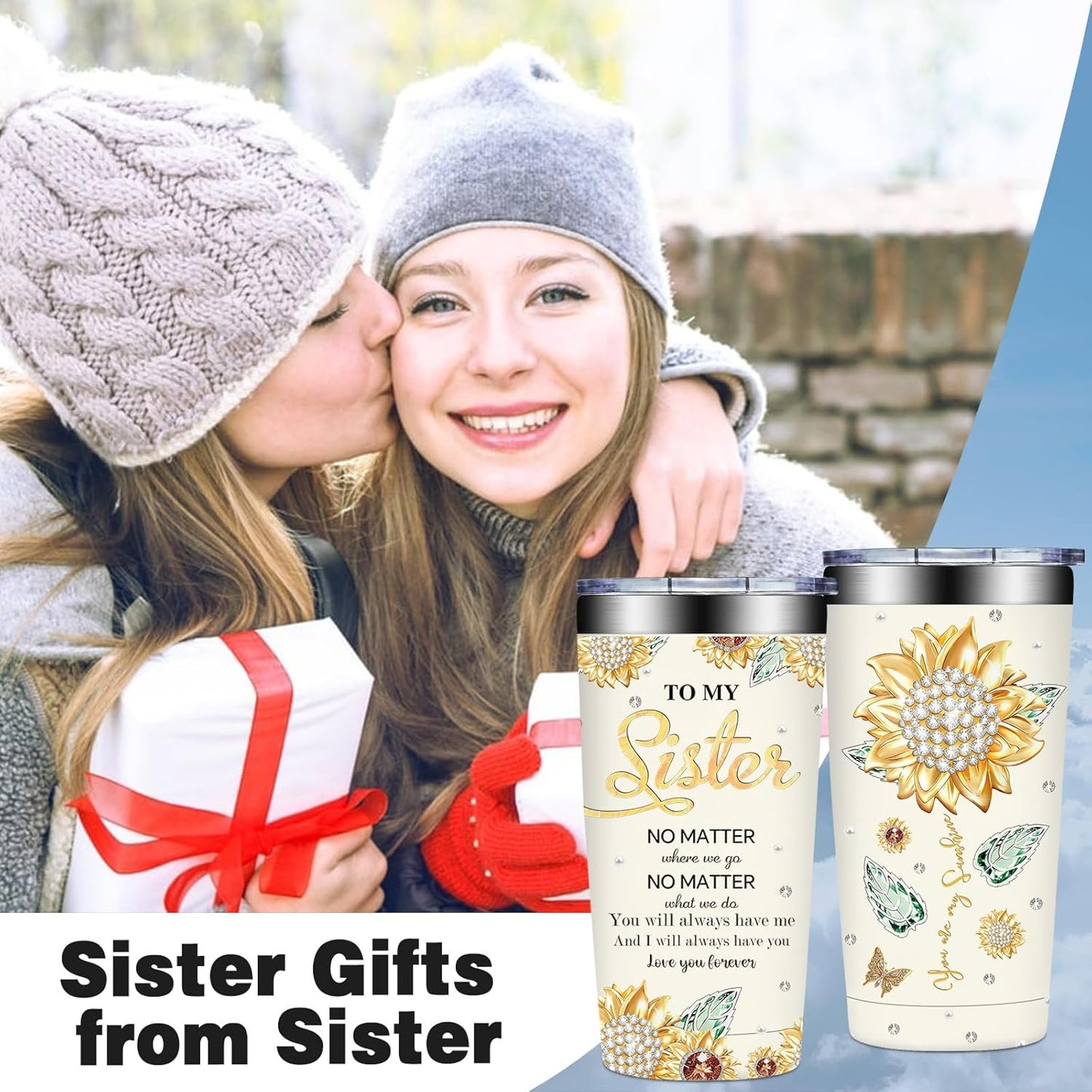 Vaso para hermanas Regalos cumpleaños Día Madre Navidad San Valentín You are My Sunshine Sister