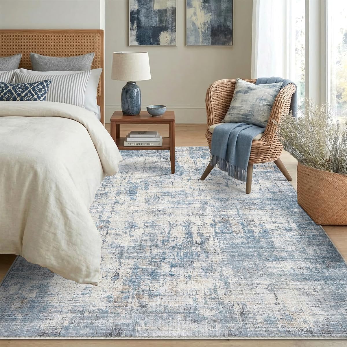 Alfombra área 6x9ft lavable moderna abstracta antideslizante