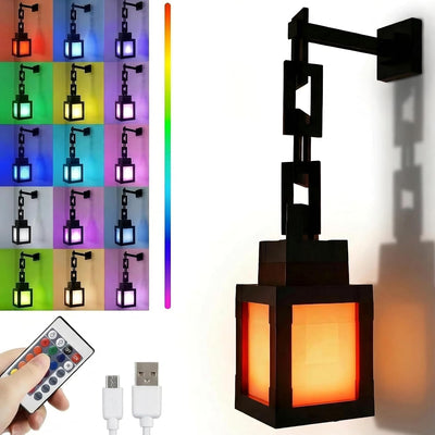 Linterna pixelada decoración hogar 16 colores USB control remoto