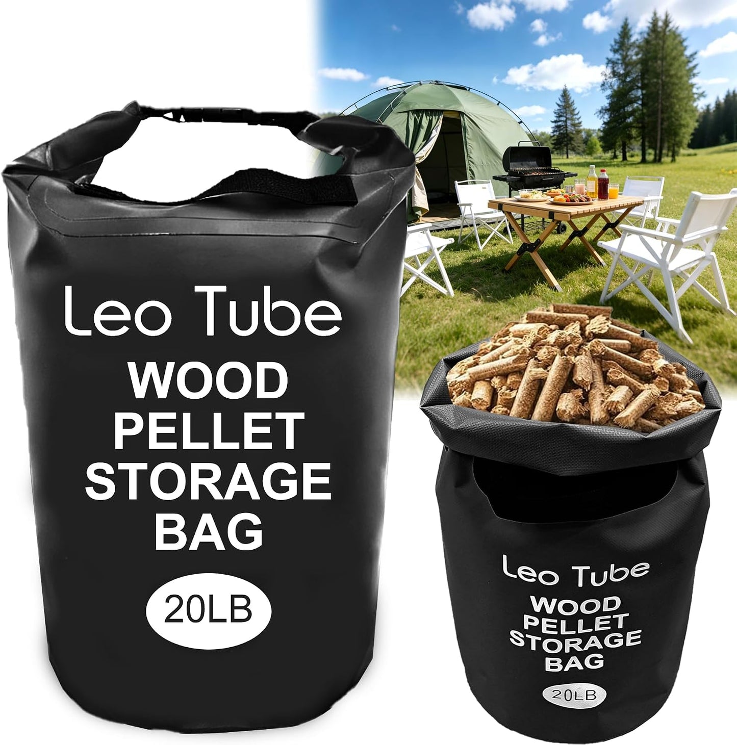 Bolsa almacenamiento pellets madera 20lb impermeable 500D
