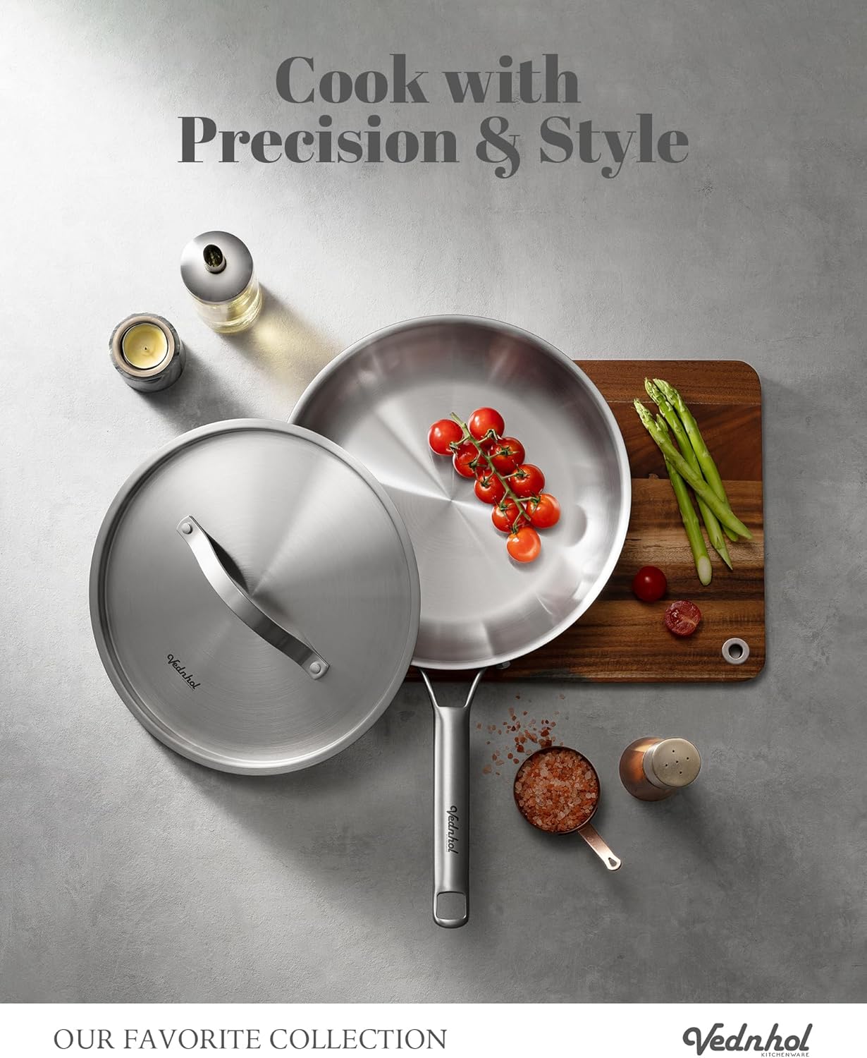 Juego sartenes acero inox 3 capas con tapas comp induccion