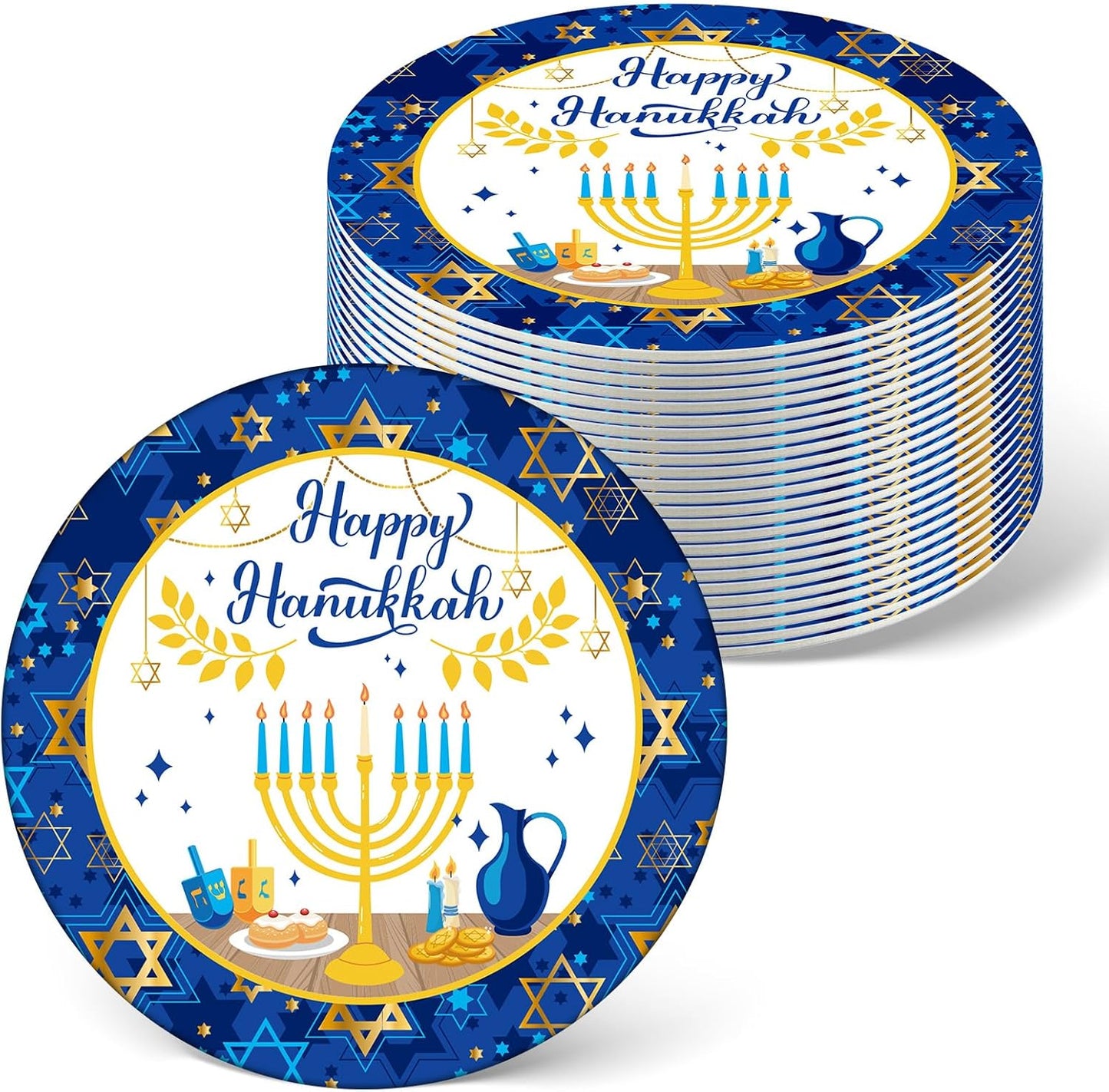 24 Pzas Posavasos Hanukkah Absorbentes Decoración Hogar 4pulg