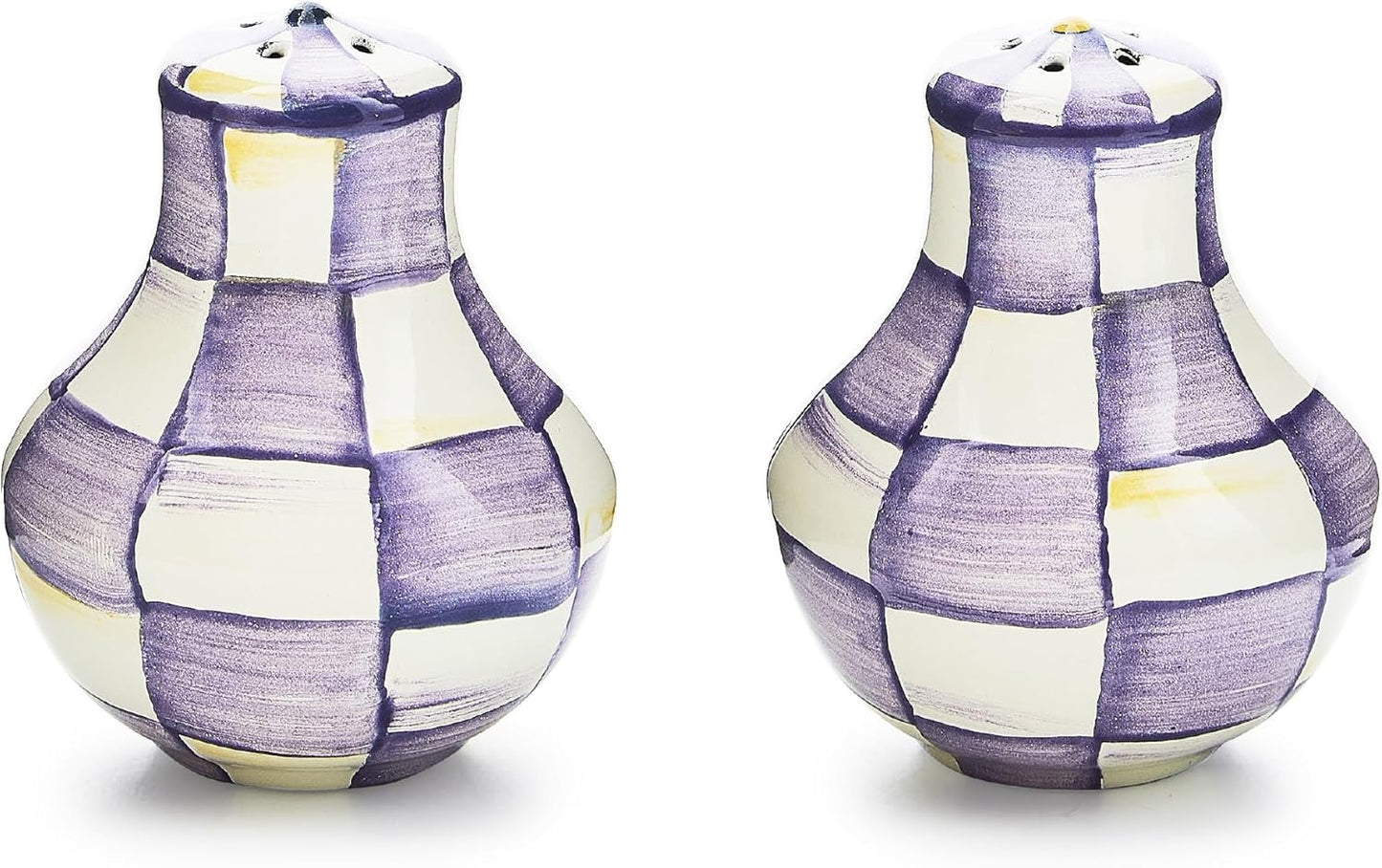 Salero y Pimentero Esmaltado Violeta Blanco