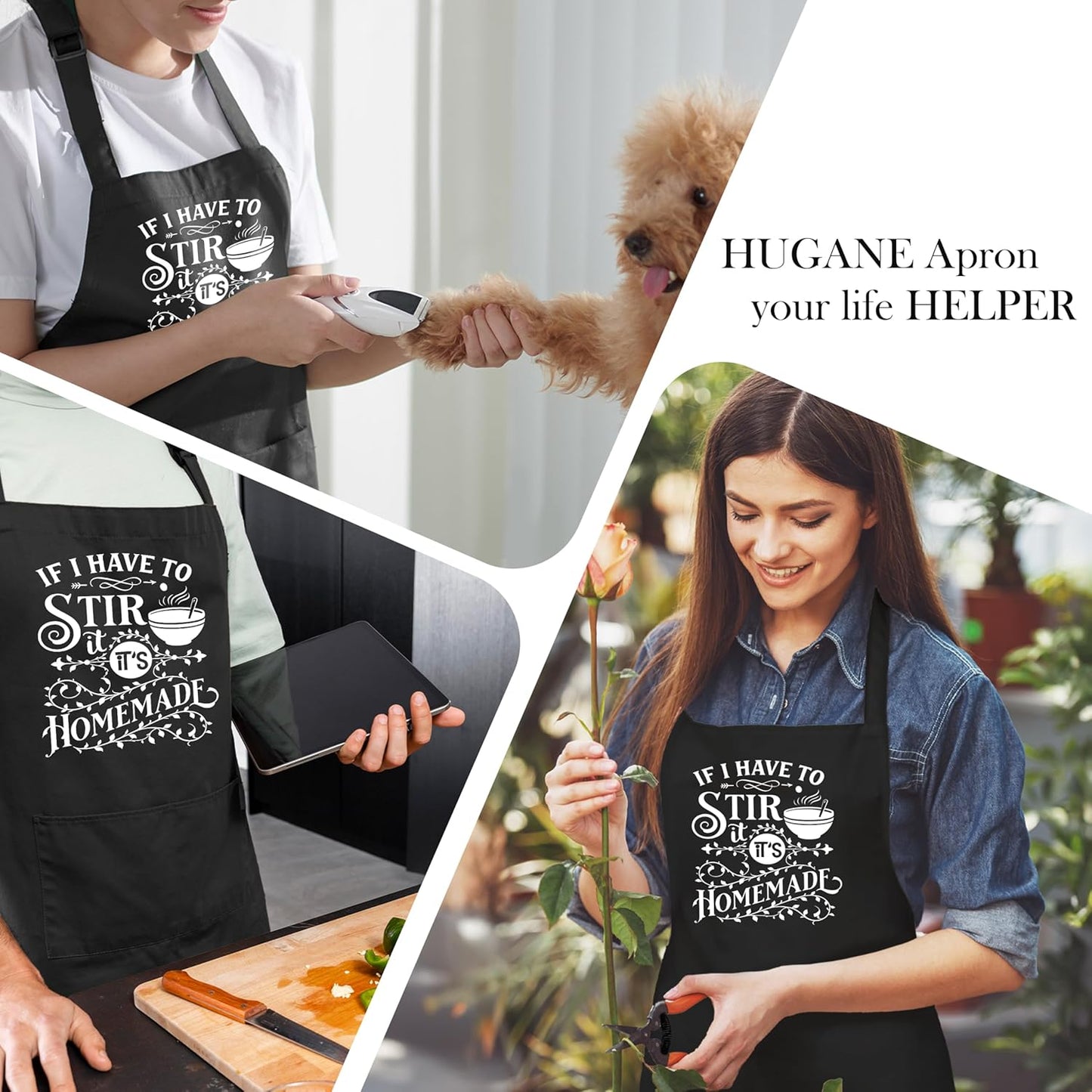 Delantal de cocina con bolsillos ajustable impermeable