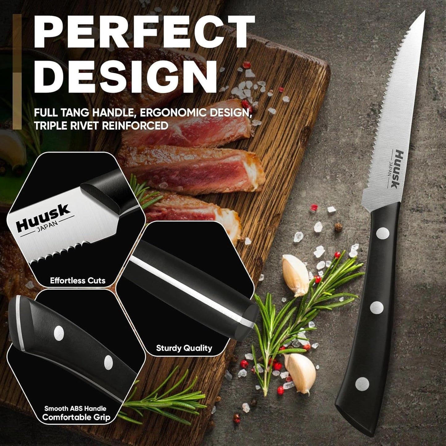 Set 14 Cuchillos de Carne Acero Inox con Bloque y Organizador