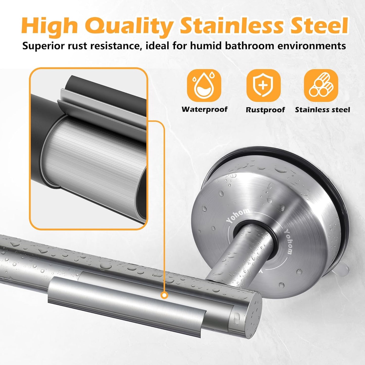 Portarrollos acero inox sin taladro ventosa 2 Uds