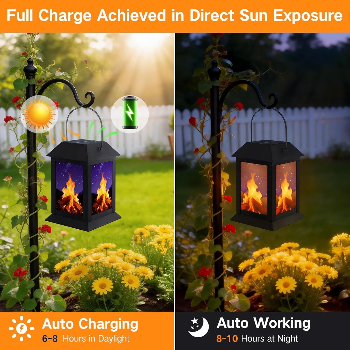 2 Faroles Solares Impermeables Luz LED Colgante Exteriores