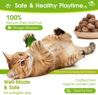 9 Bolas Juguete Gato Hierba Gatera Lana Fruta Agalla Plateada
