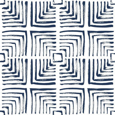 Papel Tapiz Geométrico Azul Blanco Art Deco 17.7x118pulg