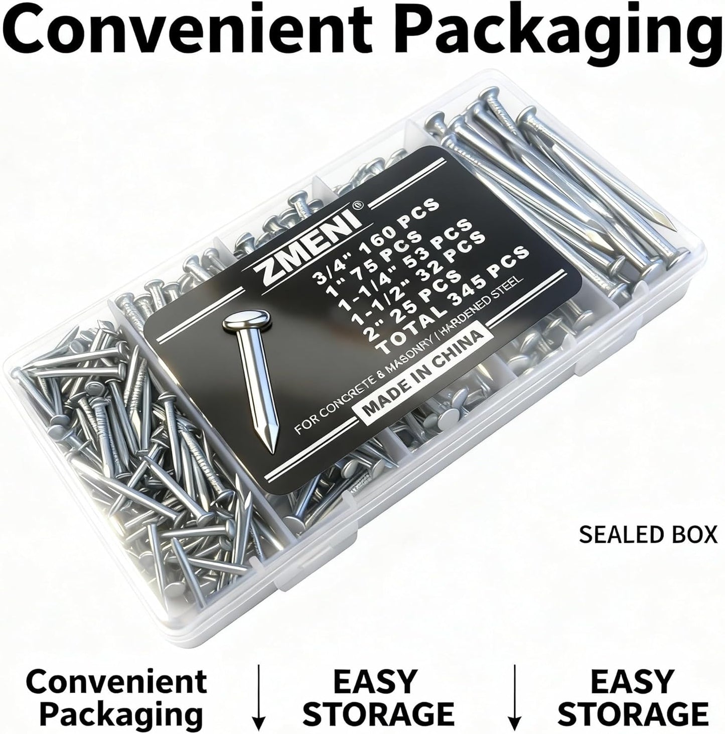 Uñas para colgar en concreto set 345 pzas 3/4-2pulg galvanizado