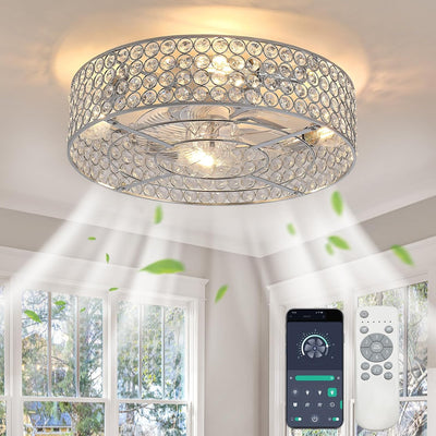 Ventilador techo cromado 20pulg luz 6 velocidades control remoto