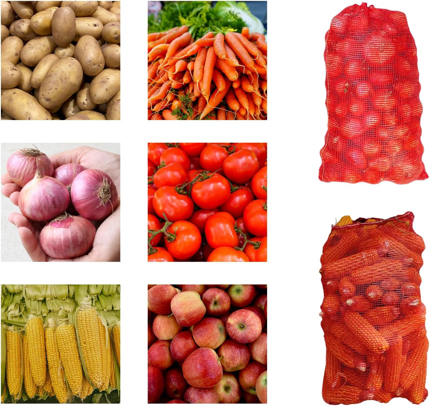 25 Pzas Bolsas Malla Roja Almacenamiento Verduras 24x14pulg